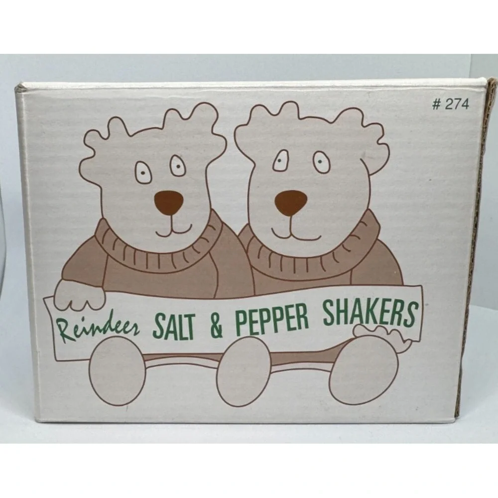 Reindeer in Sweaters Salt And Pepper Shakers - New Open Box